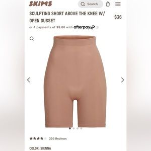 Skims SCULPTING SHORT ABOVE THE KNEE W/ OPEN GUSSET